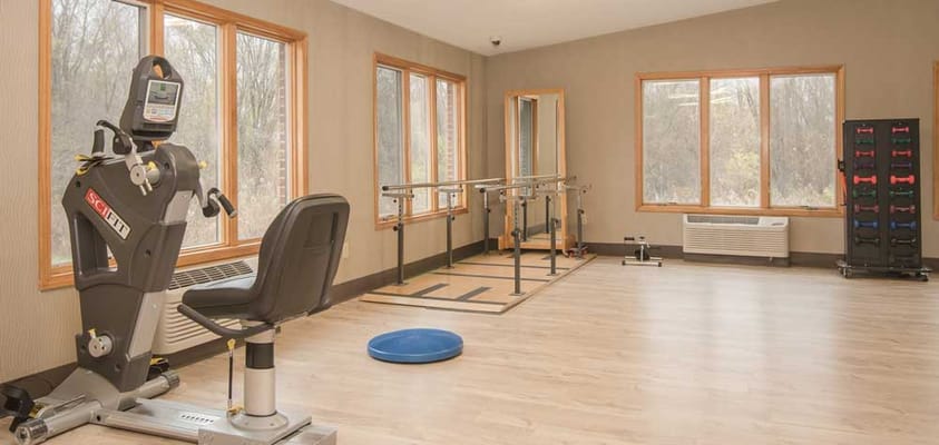 Interior view of a fitness room with equipment