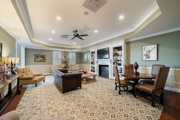 Cozy common area with seating and television