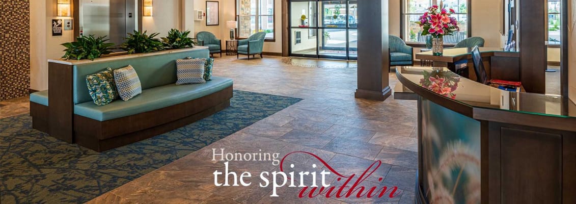 Interior lobby area of an assisted living facility