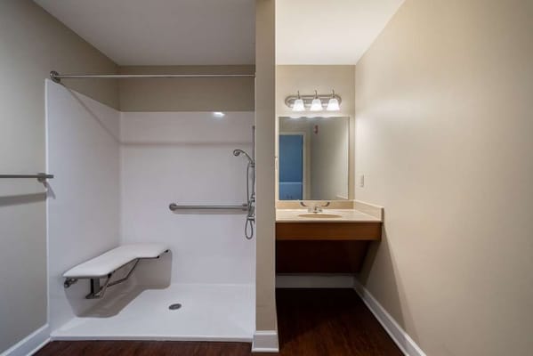 Accessible bathroom with safety features