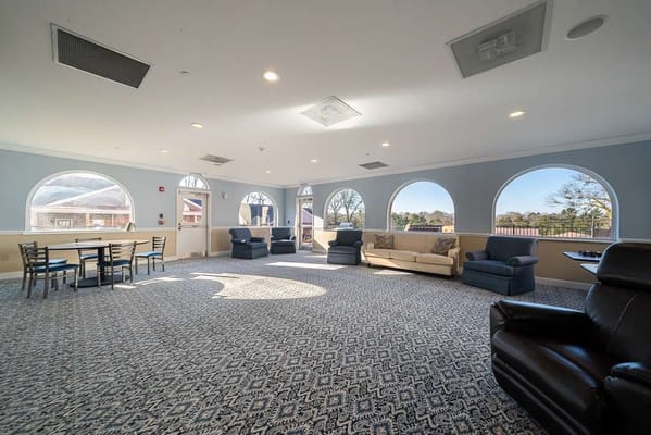 Bright and spacious common area with comfortable seating