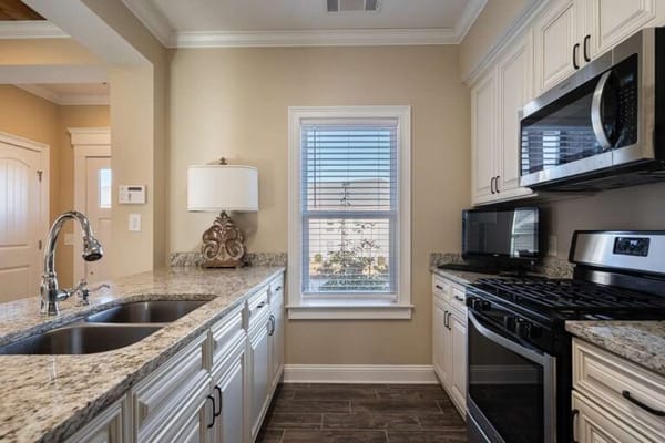 Modern kitchen interior with granite countertops