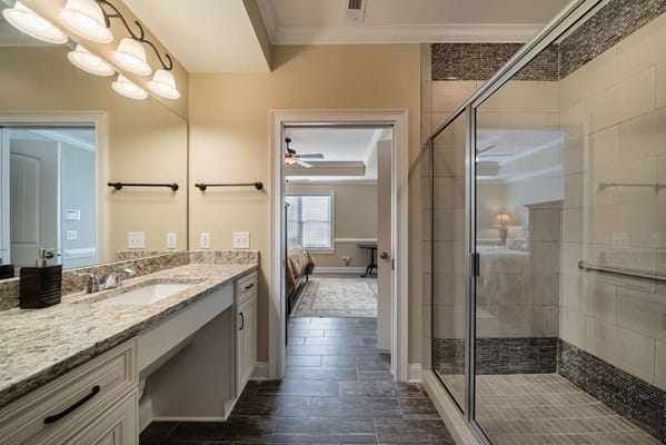 Modern bathroom with spacious walk-in shower