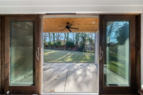 View of a spacious outdoor area with patio