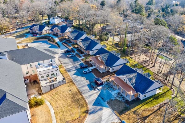 Aerial view of a senior living community