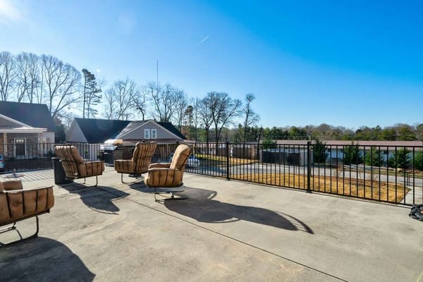 Outdoor seating area with a view