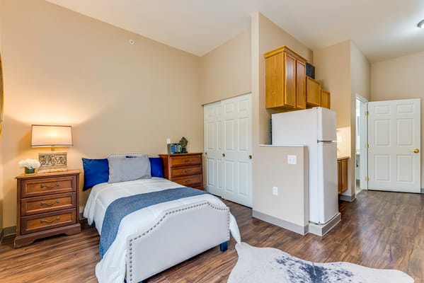 Cozy private room in a senior living facility