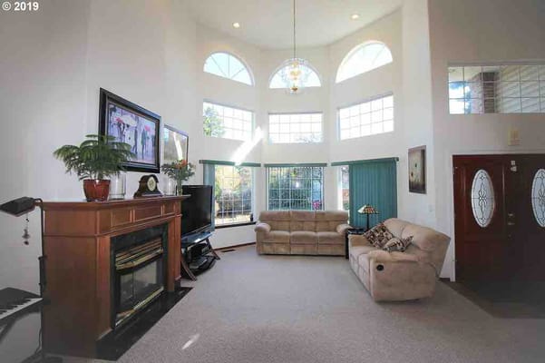 Bright and spacious common area with large windows