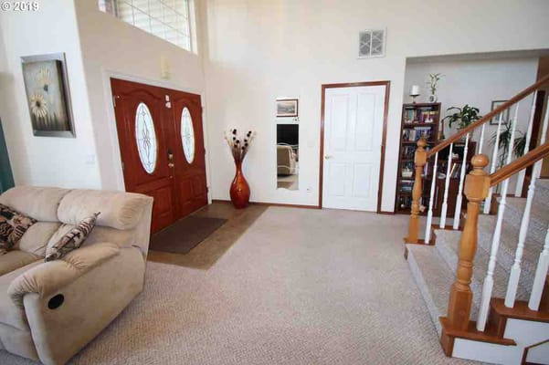 Bright interior view of the Beaverton Senior Care Home lobby