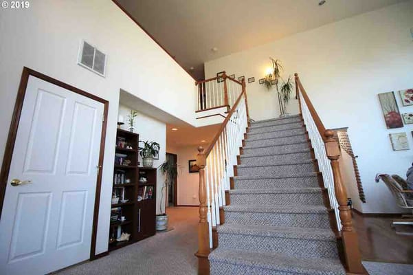 Interior staircase in a senior living facility