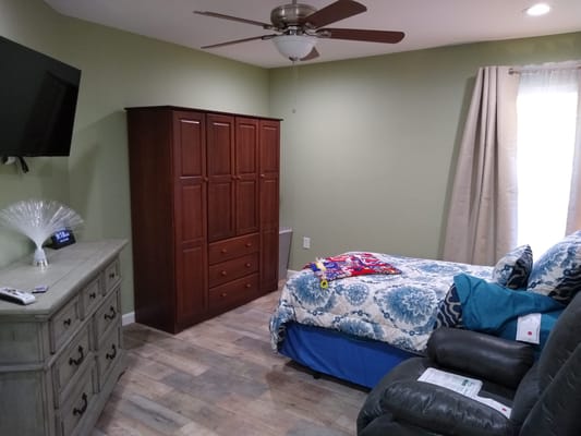 Cozy private bedroom in memory care facility