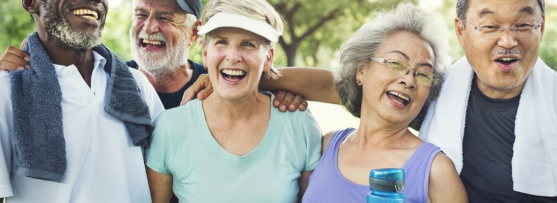 Residents enjoying a fun outdoor activity with smiles