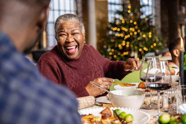Residents enjoying a festive meal together