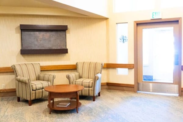 Cozy seating area in the facility lobby