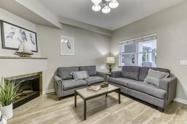 Comfortable common area in a senior living facility