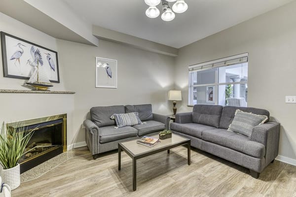 Comfortable common area in a senior living facility