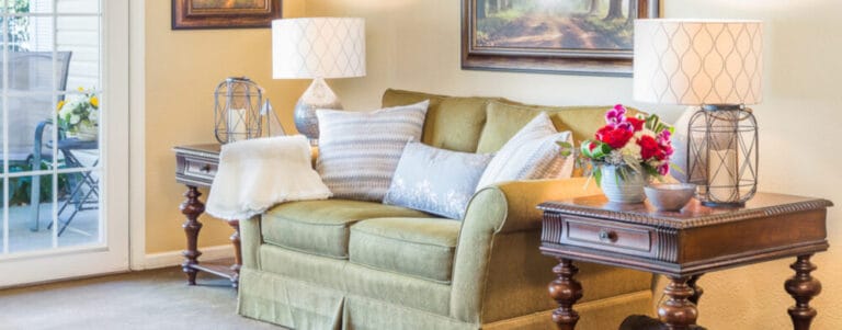 Cozy interior living space with decorative furniture