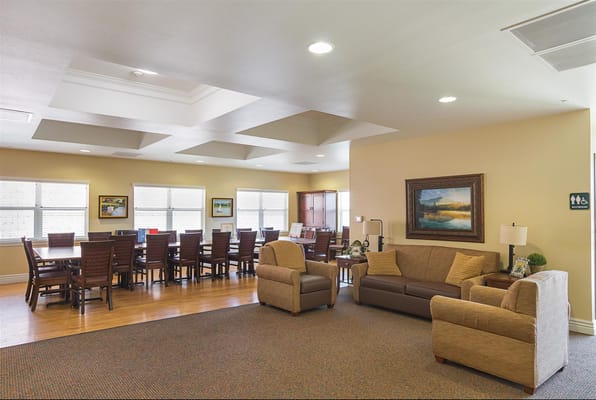 Common area with seating and dining table