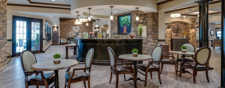 Interior view of a cozy common area with furnishings