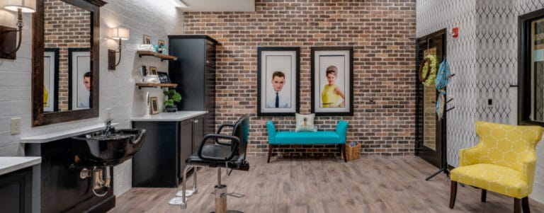 Stylish salon interior with modern decor and furnishings