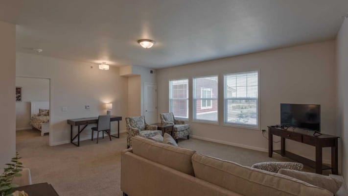 Bright interior living space with seating area