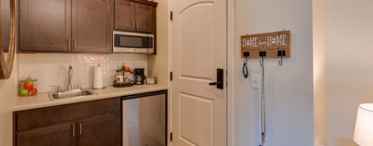 Cozy kitchenette area in a resident room
