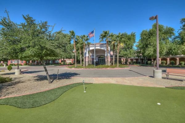 Beautiful outdoor view of facility entrance and landscaping