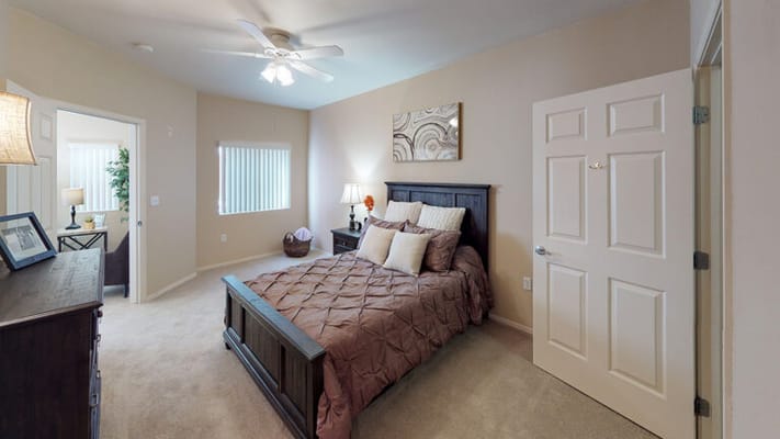 Cozy private bedroom with warm decor
