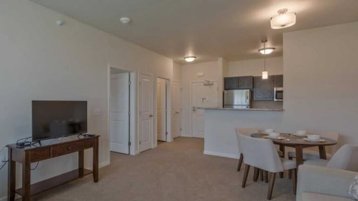 Cozy interior of a resident room in a senior living facility