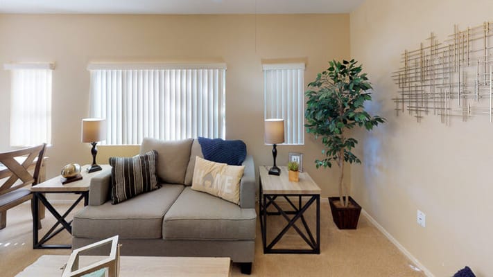 Cozy interior living space with natural light