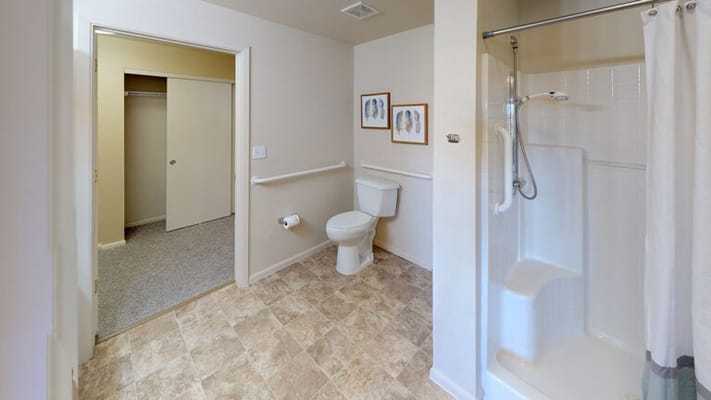 Accessible bathroom in a resident room