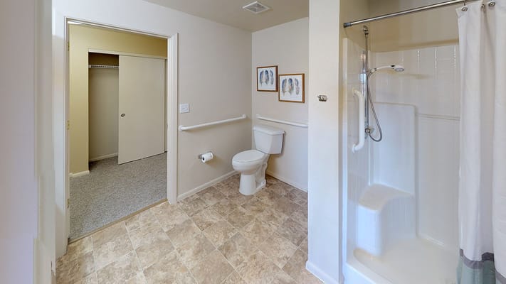 Accessible bathroom in a resident room