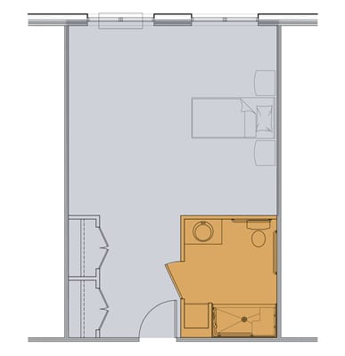 Architectural floor plan of a resident room