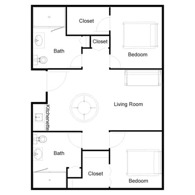 Architectural floor plan of a residence layout