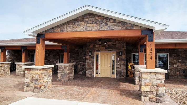 Exterior view of BeeHive Homes facility entrance