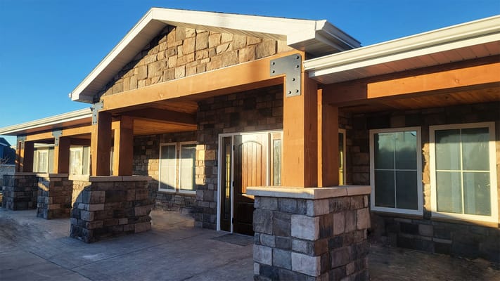 Exterior view of the facility entrance with porch