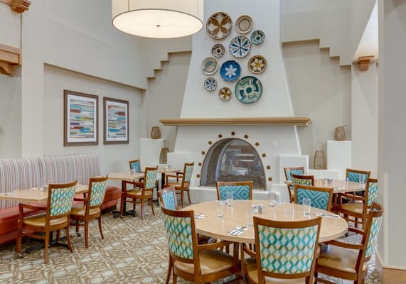 Bright dining room with decorative elements