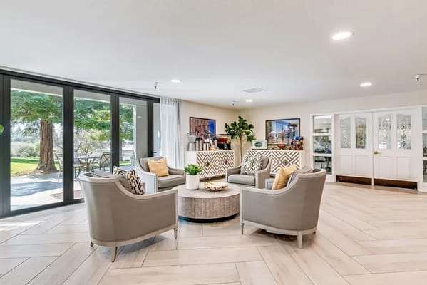 Bright common area with comfortable seating