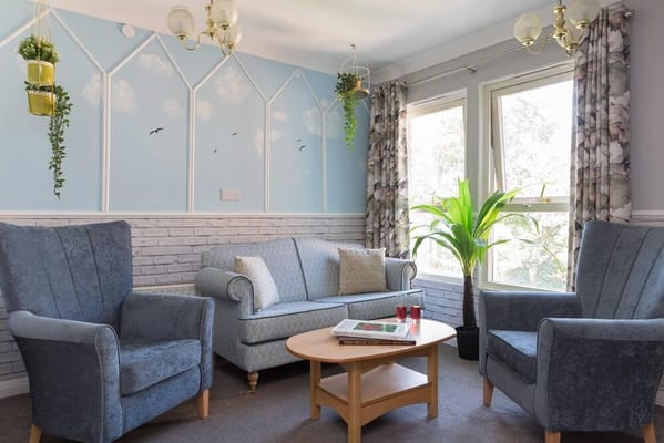 Bright interior common area with comfortable seating