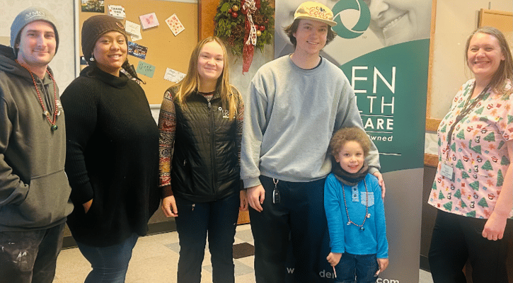 Staff and residents celebrating together in a common area