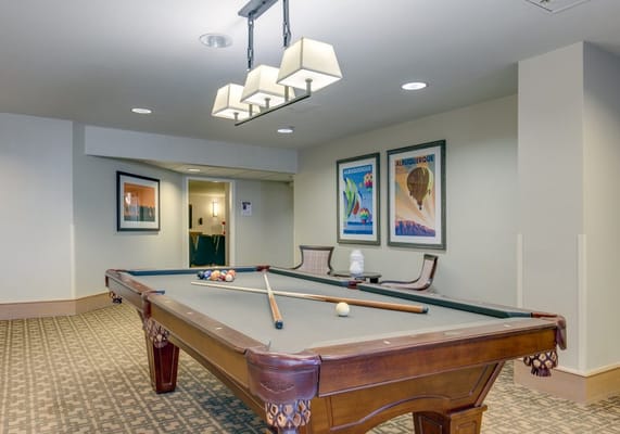 Interior view of a billiards table in a common area
