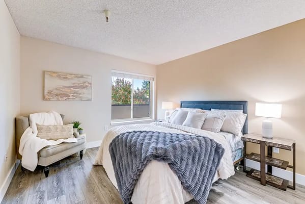 A cozy private resident room with modern decor