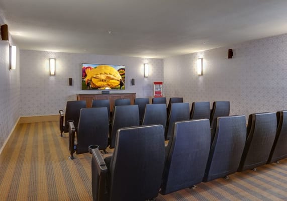 Interior view of an entertainment room with seating