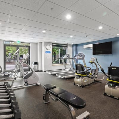 Well-equipped fitness area with exercise machines
