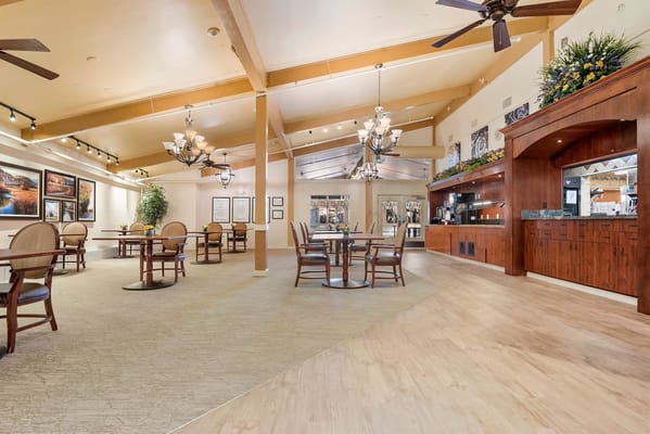 Interior dining area with tables and decor