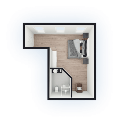 Architectural floor plan of a resident room