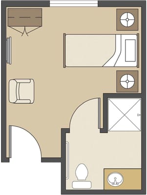 Architectural floor plan of a resident room
