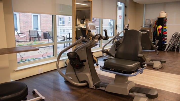 Indoor fitness equipment in a rehabilitation center