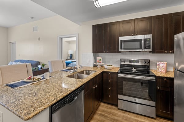 Modern kitchen in a senior living facility