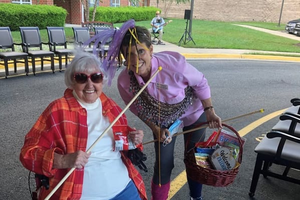 Residents enjoying a festive activity outdoors